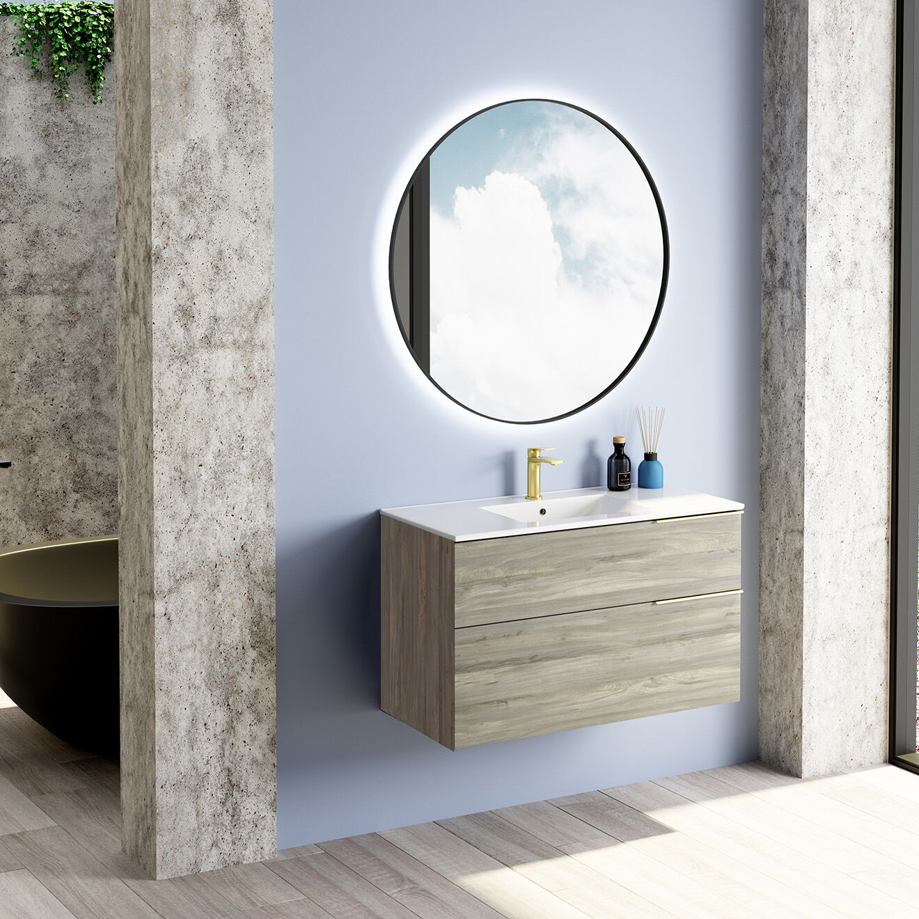KoiBath Design Ensemble de salle de bain 3 pièces tahití 60 cm wabi olm