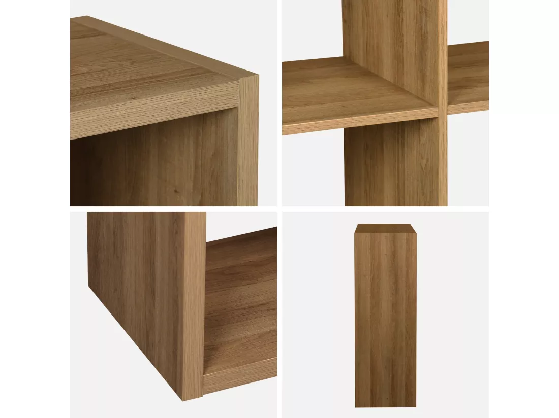 Etagère bibliothèque cubique 3 niveaux 9 compartiments. casiers. effet bois de manguier. L 111.2 x P 39 x H 111.2cm