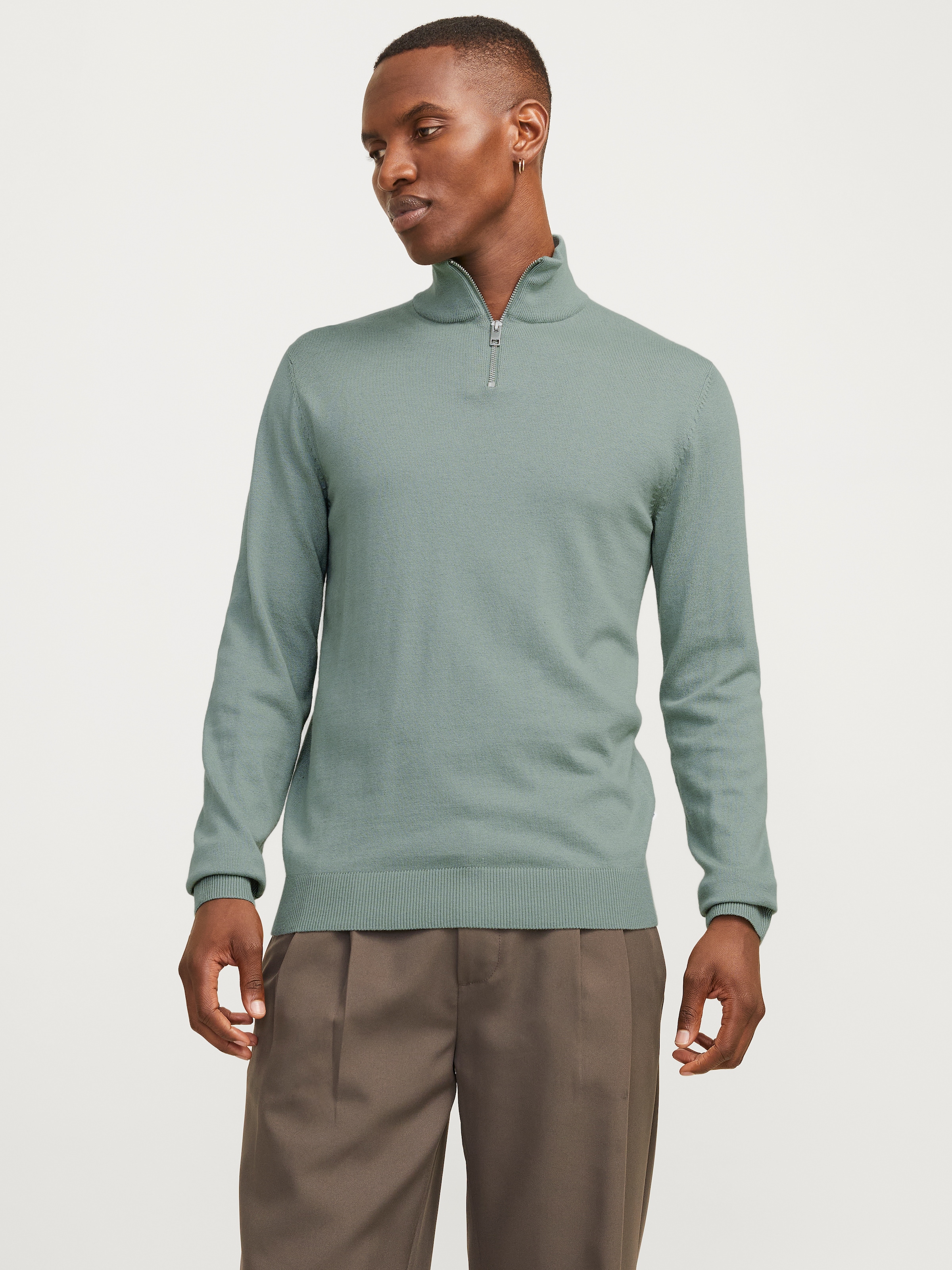 Jack & Jones Troyer »JJEEMIL KNIT HALF ZIP NOOS«, mit Rippbündchen