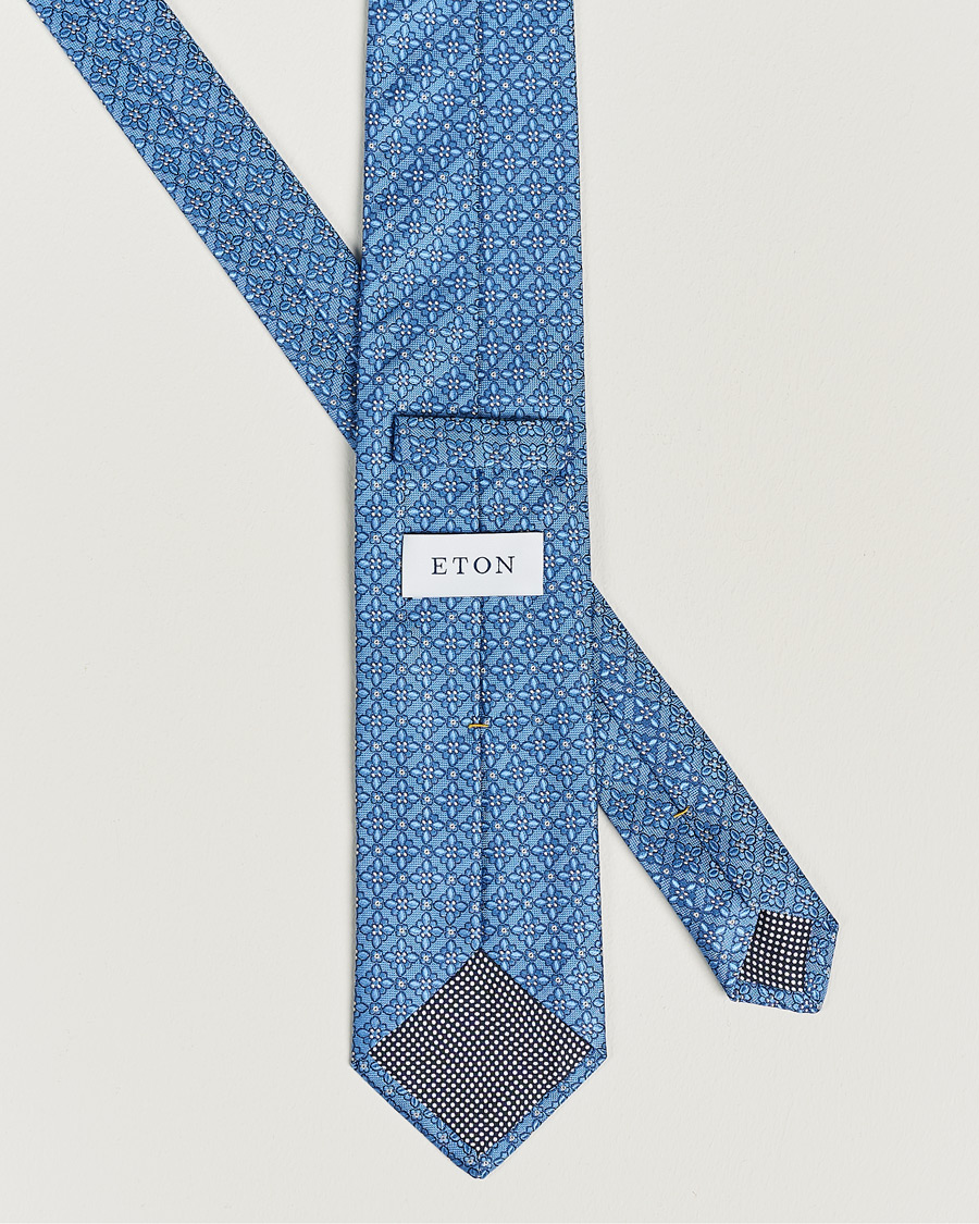 Eton Silk Printed Flower Tie Blue