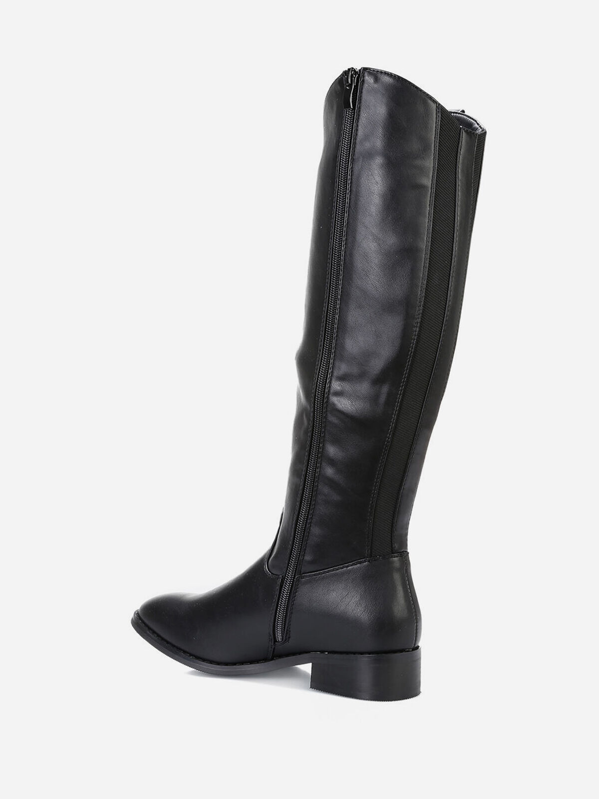 Bottes style cavalière à bout rond- Noir