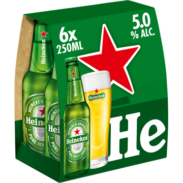 Heineken Premium Pilsener Bier Draaidop Fles 6 x 250ml