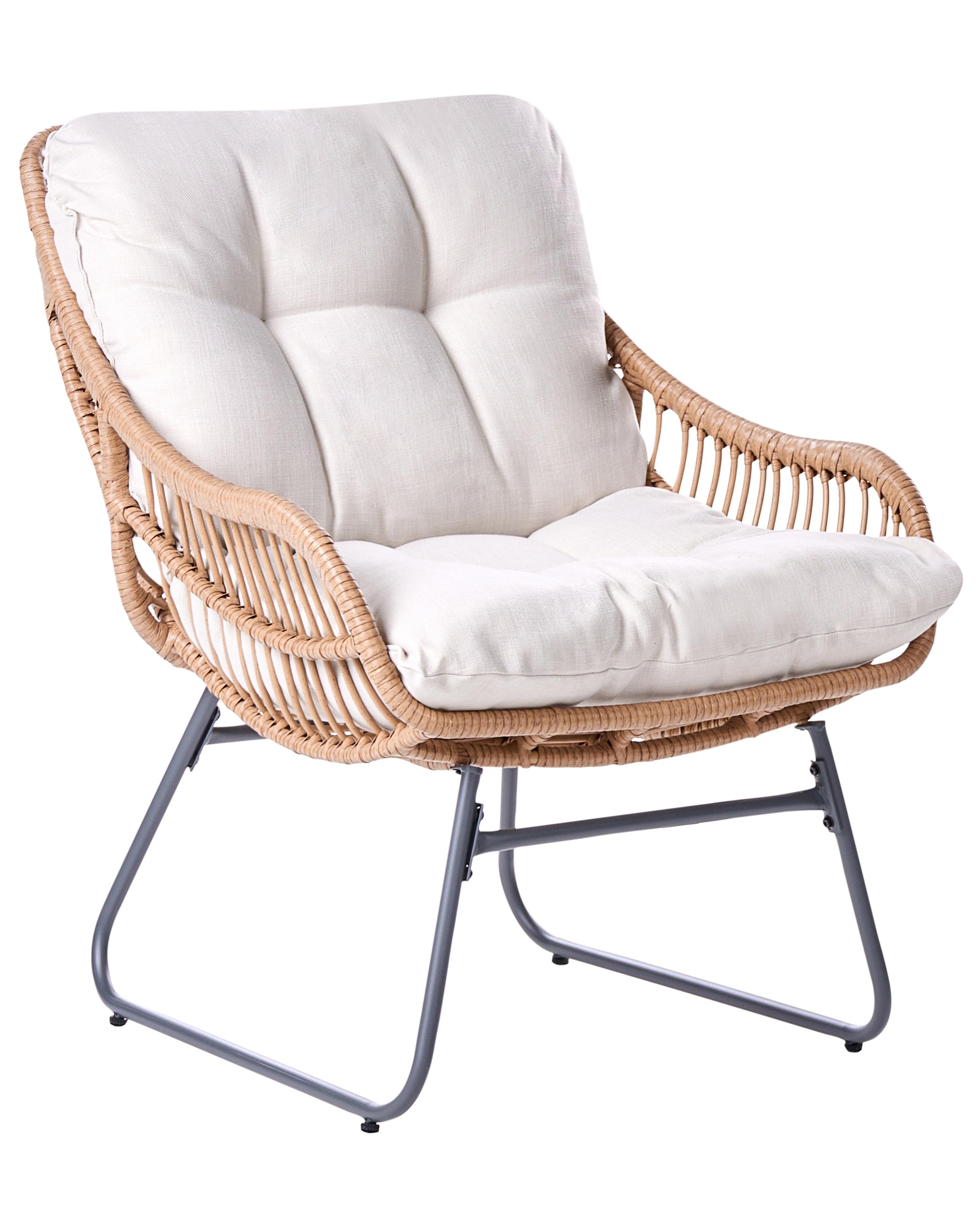 Tuinstoel MESTRE met voetenbank PE rotan Lichtbeige