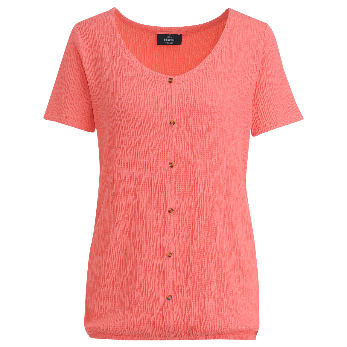 Gina Benotti Damen T-Shirt mit Strukturmuster pink
