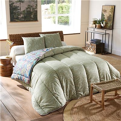 Couette DÉCO DOUBLE FACE motifs feuilles - légère ou chaude BECQUET CRÉATION