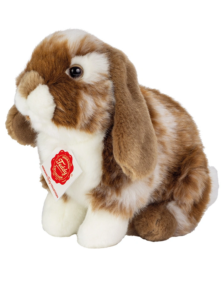 Kuscheltier HASE GESCHECKT (20cm) in dunkelbraun/weiß