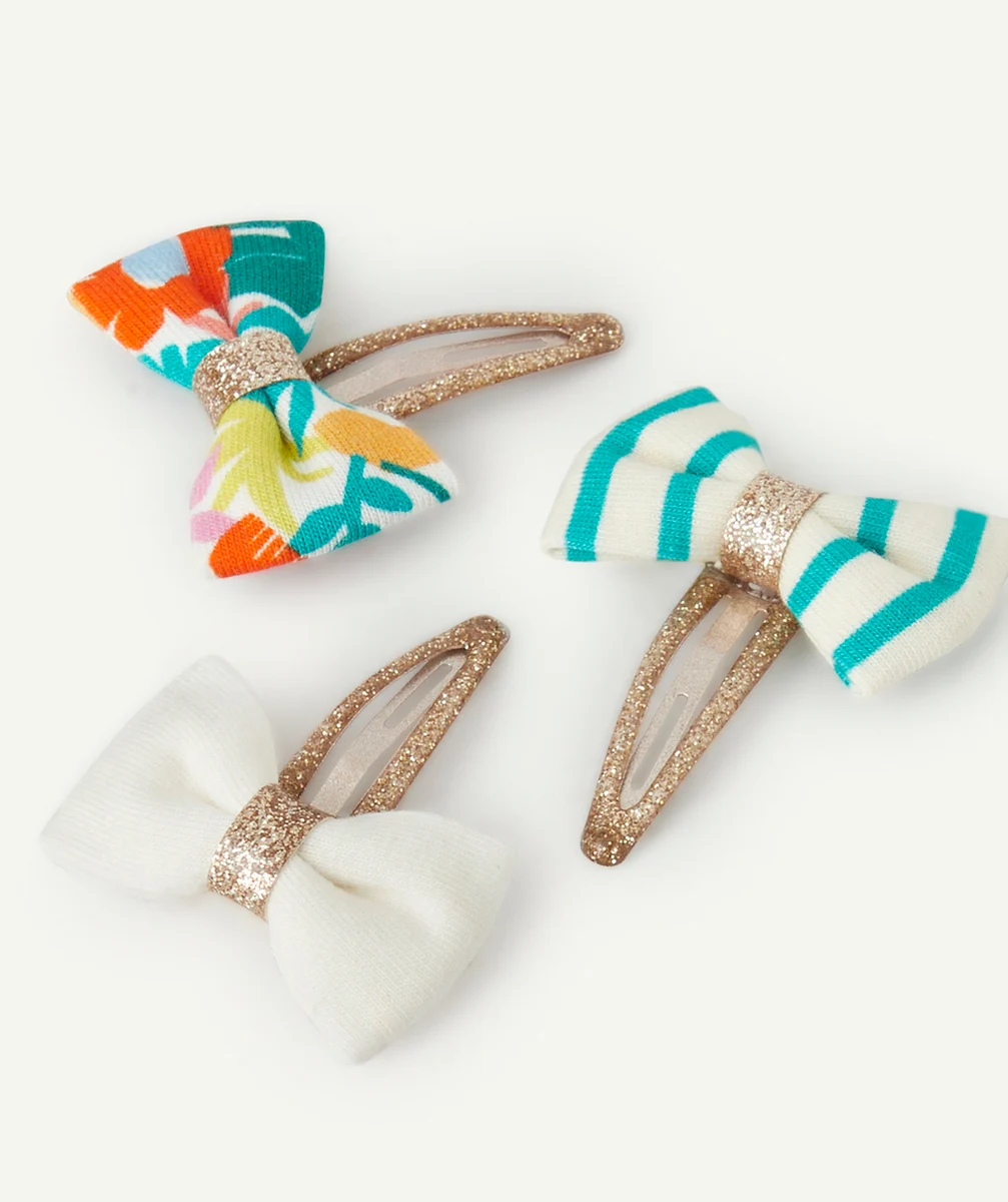 lot de 3 barrettes bébé fille avec noeuds colorés