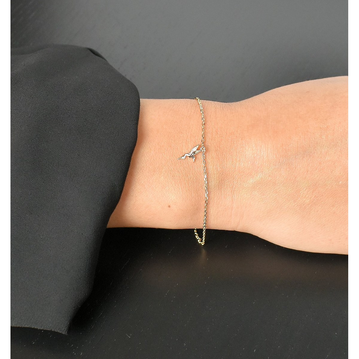 Bracelet oiseau colibri Plaqué OR 750 3 microns