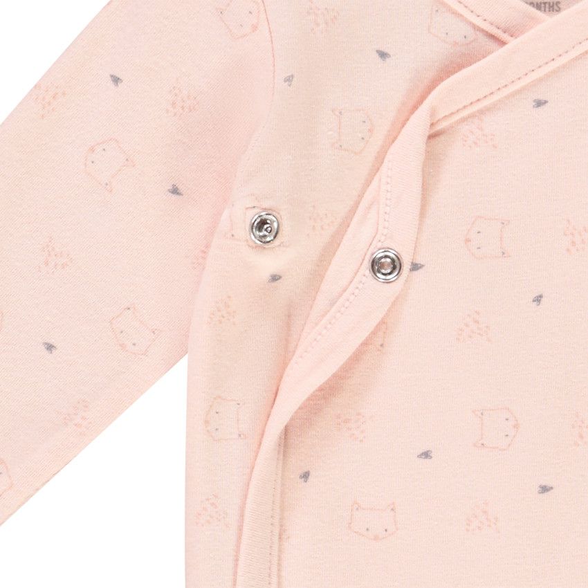 Lot de 2 bodies manches longues imprimé renard pour bébé fille - Ecru
