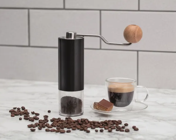 Manuel kaffekværn DUALIT® - 187x177x54mm - Rustfrit - Eg - Alu - Alu -Silikone - Sort