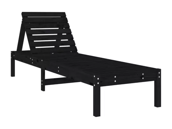 Chaises longues lot de 2 noir 199,5x60x74 cm bois massif de pin