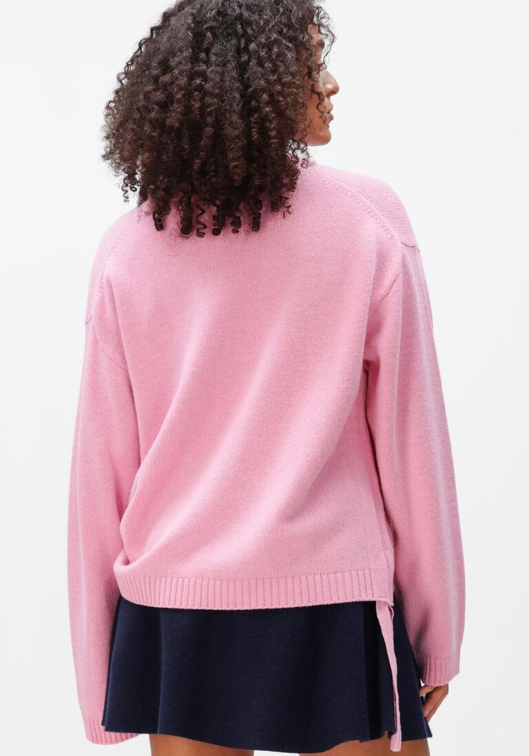 roze ganni truien/vesten future wool knit crewneck