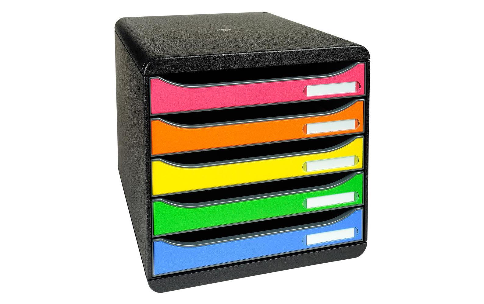 Schubladenbox Big-Box Plus A4+ Schwarz glänzend/MehrfarbigSchubladenbox aus robustem Kunststoff