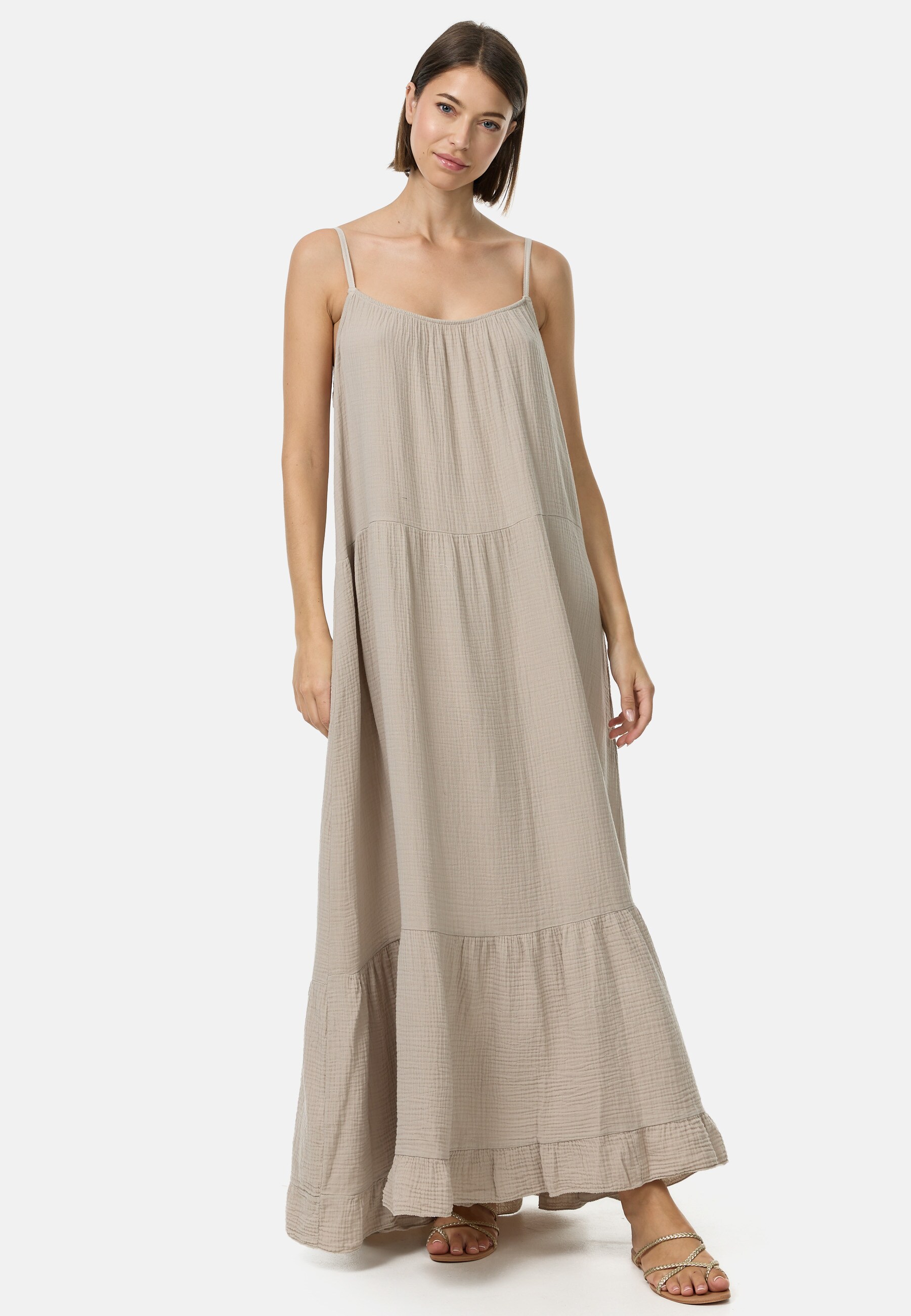 PM SELECTED Damen Romantisches Maxikleid aus Musselin mit Spaghettiträgern in Einheitsgröße PM48