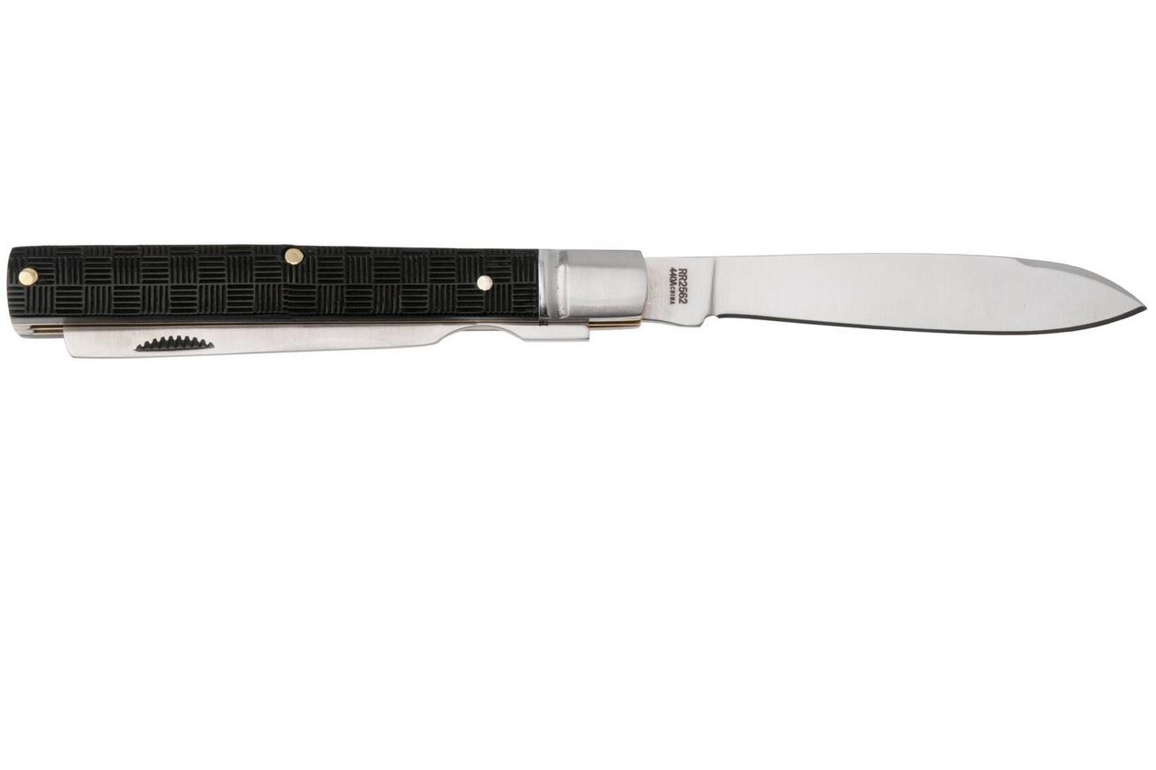 Rough Ryder Black Reserve Doctors Knife RR2562, Satin 440A, Textured Pakkawood, zakmes
