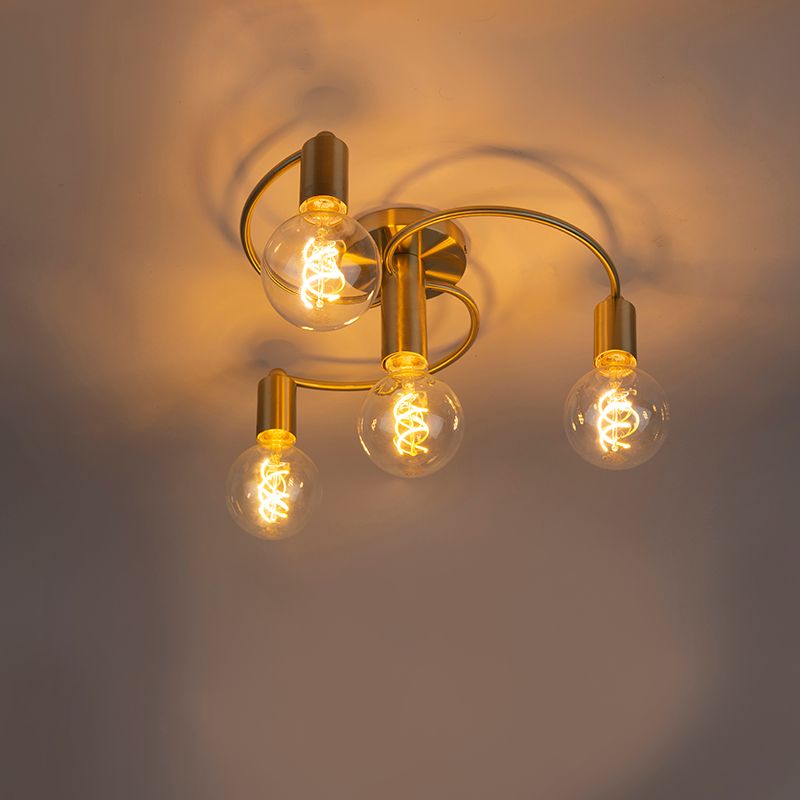 Art Deco plafondlamp messing 4-lichts - Facile