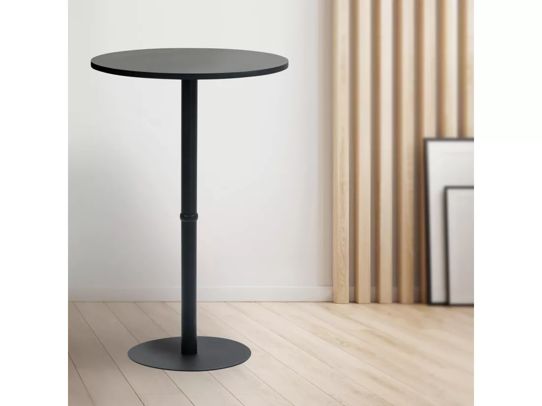 Table haute - rond Ø 75 cm - Bois - Noir / Noir - Hereford
