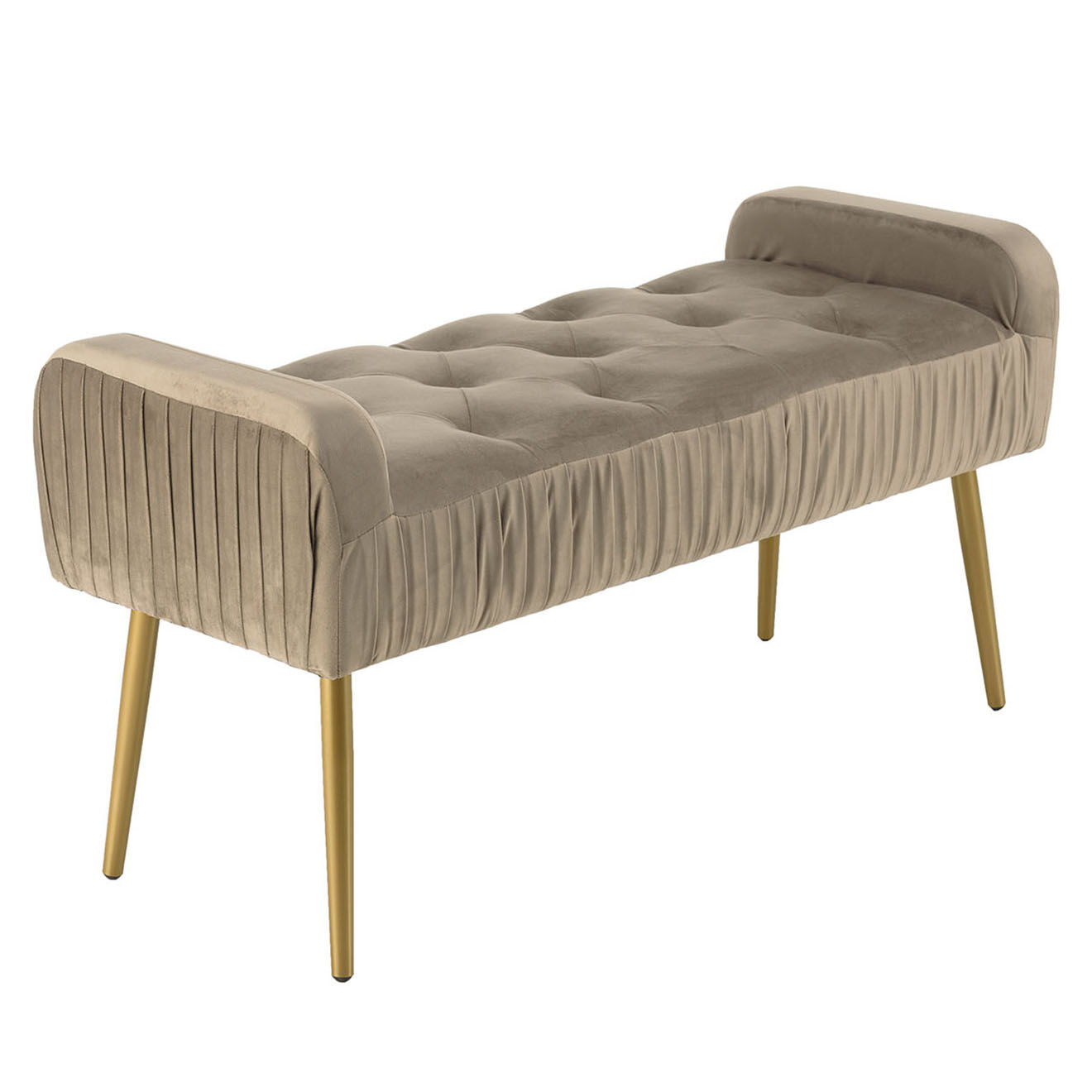 Macabane Banc de lit en velours Albane taupe - 103x40x53 cm