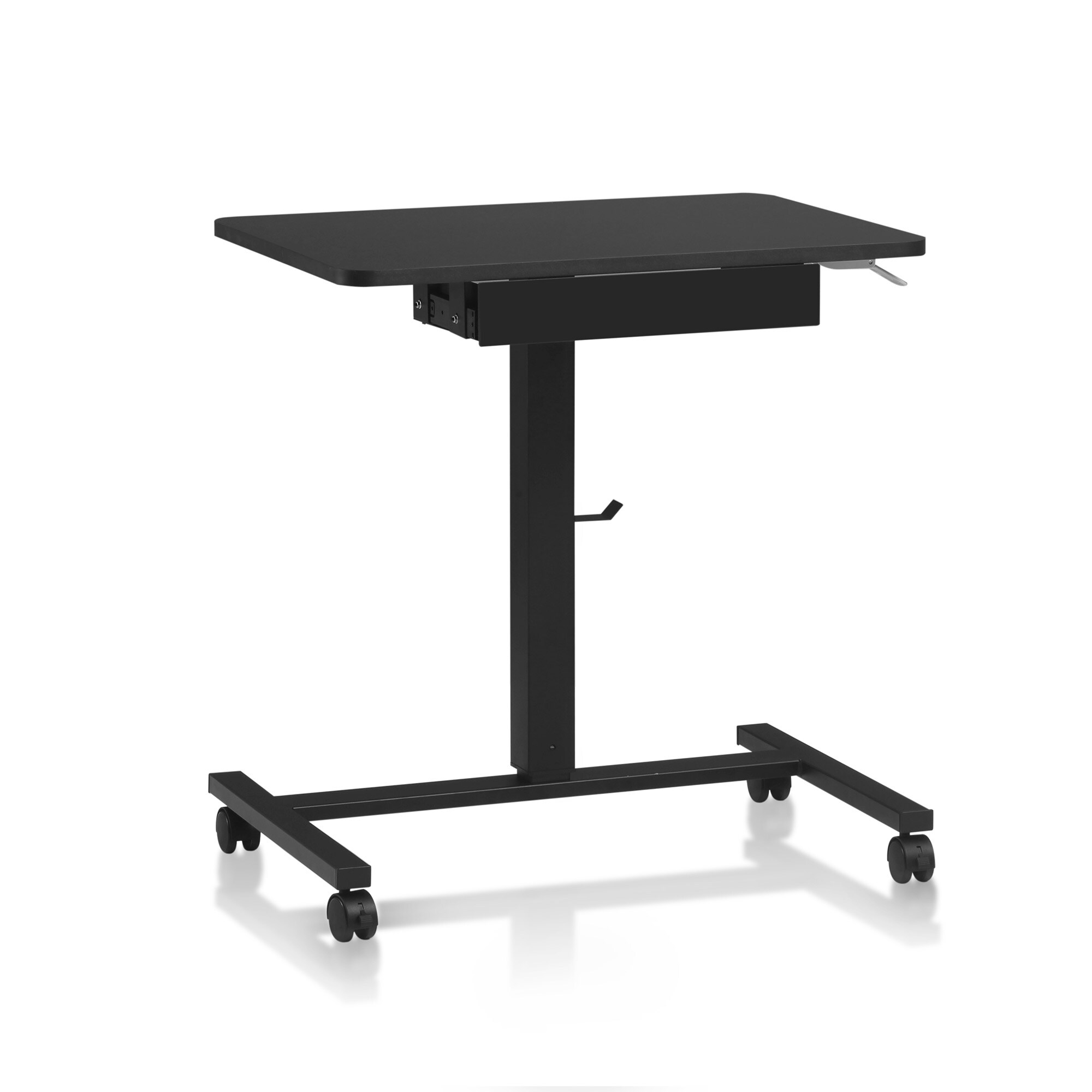 Makika Stehpult / Laptoptisch höhenverstellbar mit Rollen und Schublade in Schwarz
