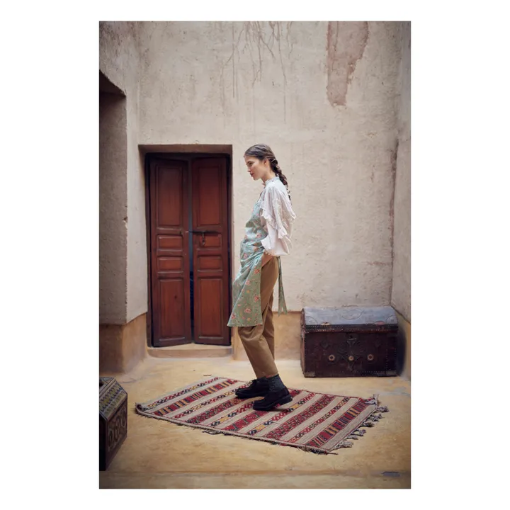 Louise Misha Tablier Mado en coton bio | Bleu turquoise