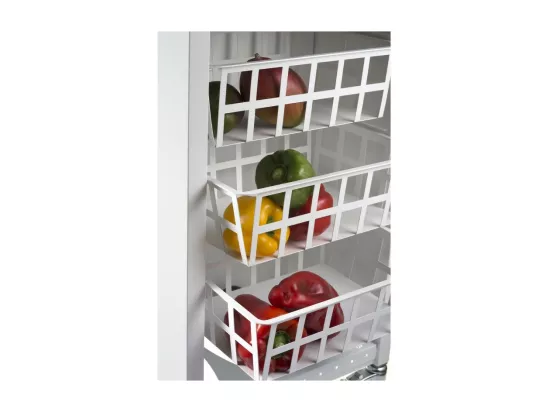 Desserte de cuisine, Chariot de rangement - couleur Blanc, Inox, Orme - 93*48*34 cm - KARA]