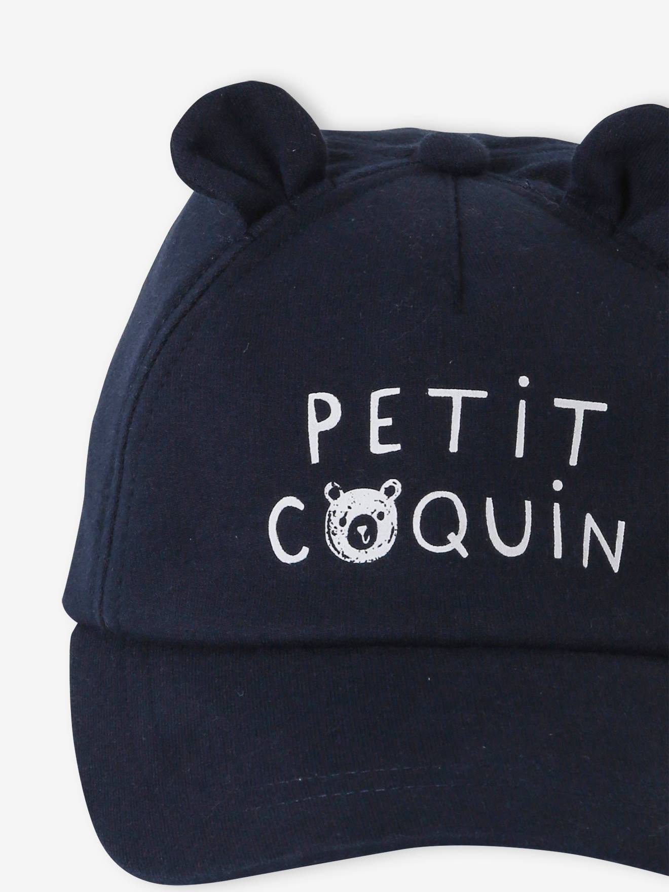 Gorro de urso azul marinho para bebê menino