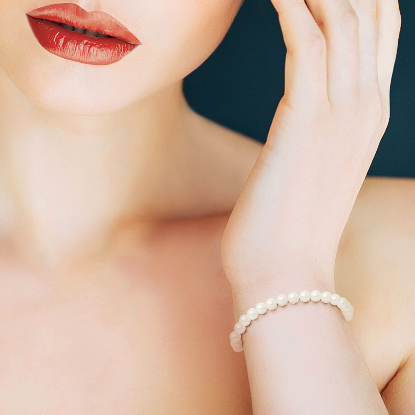 Mitzuko Bracelet Or Jaune Rang Perles d'Eau Douce blanc naturel