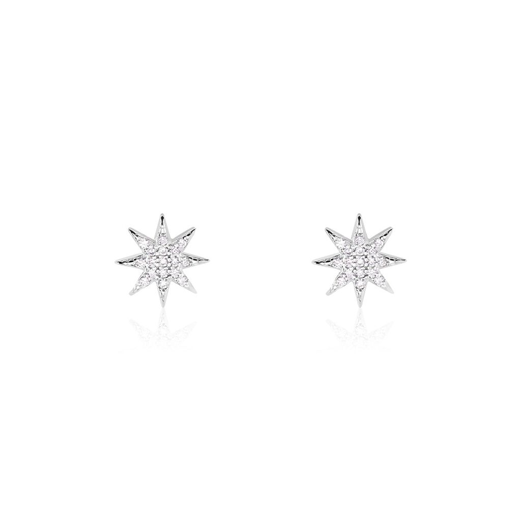Boucles D'oreilles Puces Sarida Argent Blanc Oxyde De Zirconium
