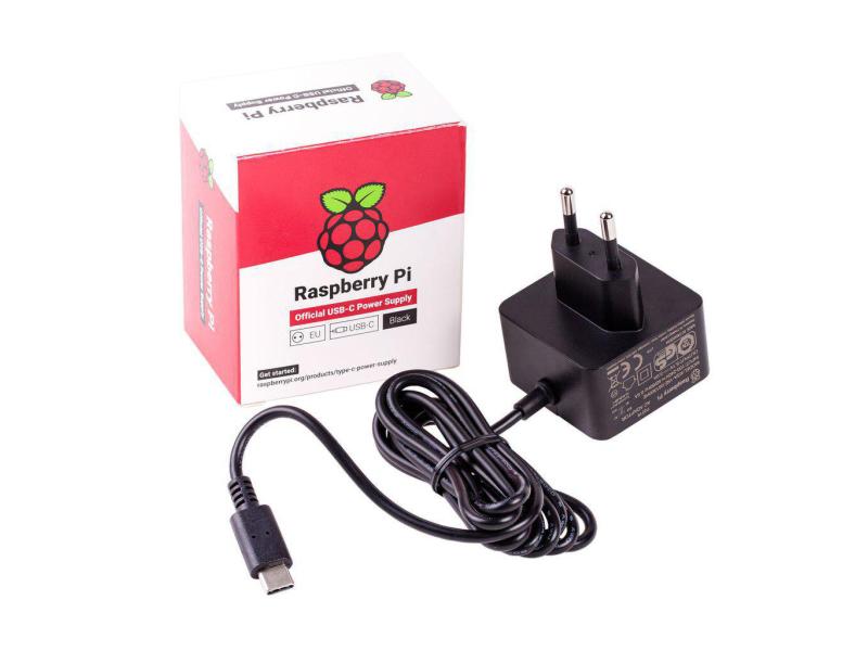 Raspberry Pi Netzteil USB-C 5.1 V 3 A Schwarz, Raspberry Pi Steckernetzteil mit USB-C Anschluss für den Raspberry Pi 4