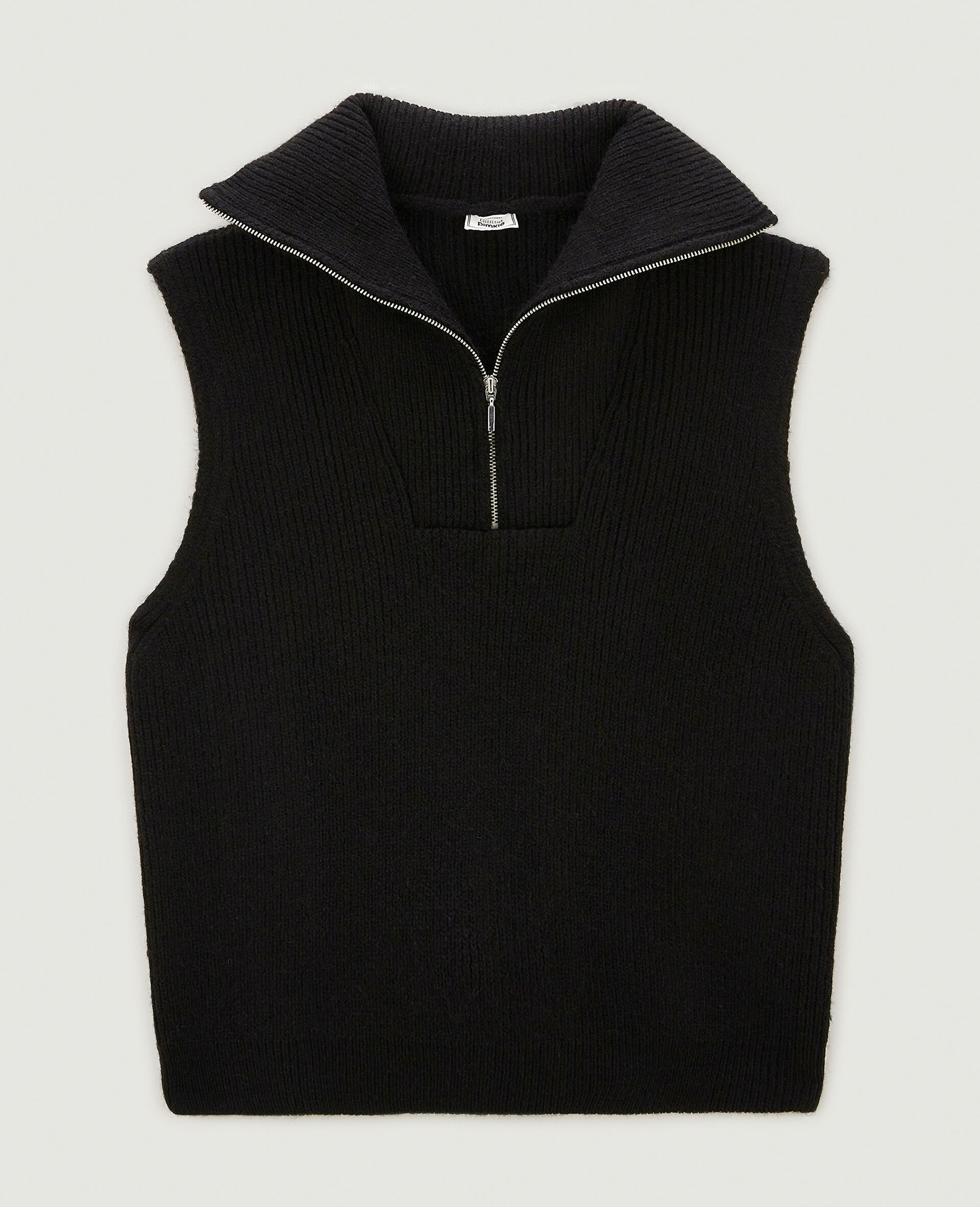 Pull sans manches à col camionneur - Noir