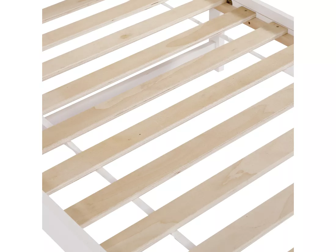 Lit superposé 90x200cm en bois massif - avec une table et échelle - Blanc