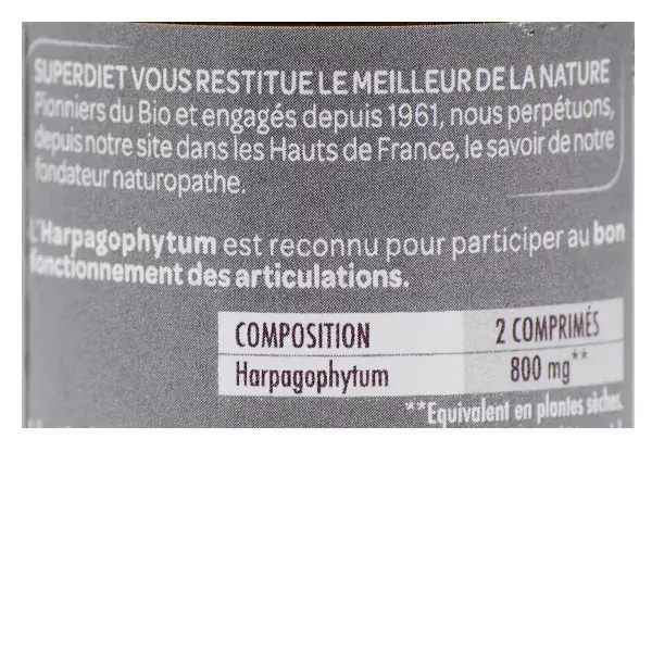 Superdiet Harpagophytum Orgânico 80 comprimidos