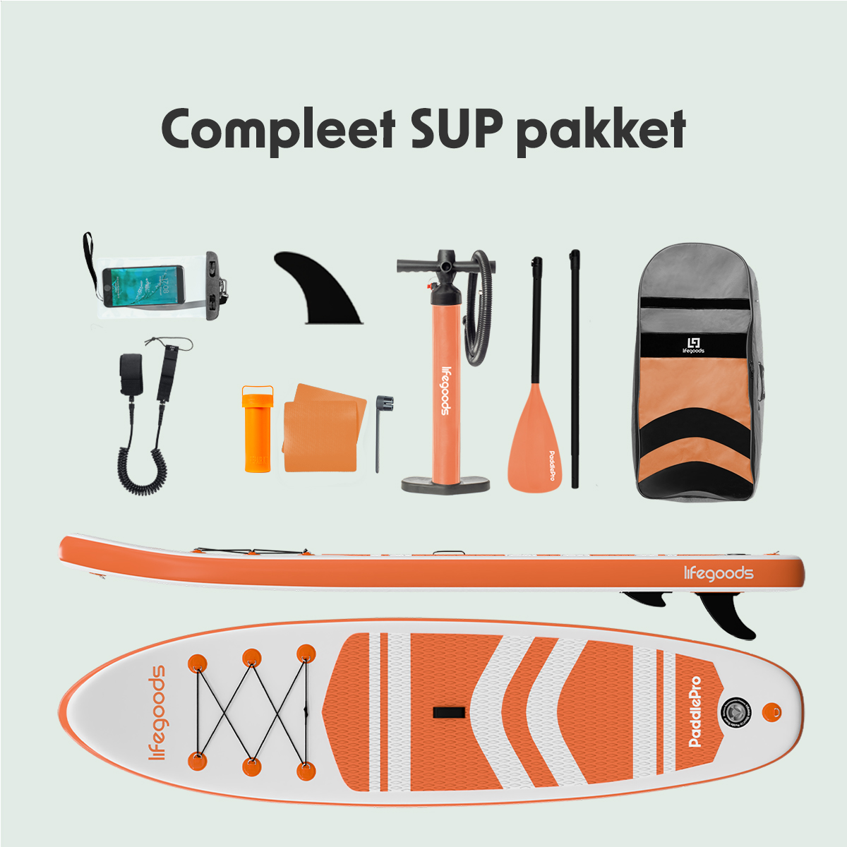 LifeGoods PaddlePro SUP Board - White/Orange