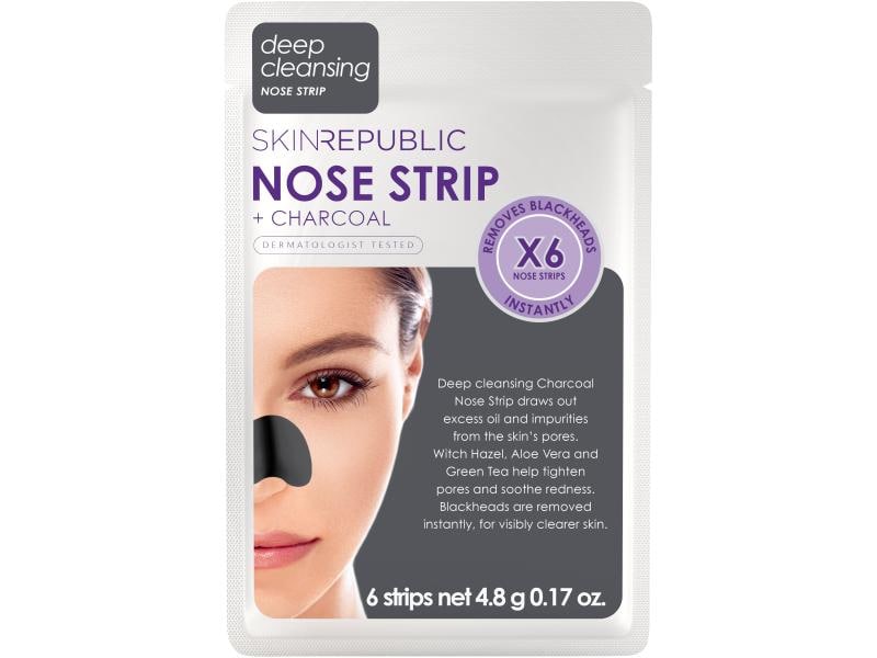 SkinRepublic Maske Charcoal Nose Strips 6 Stück Klärende Gesichtspflege