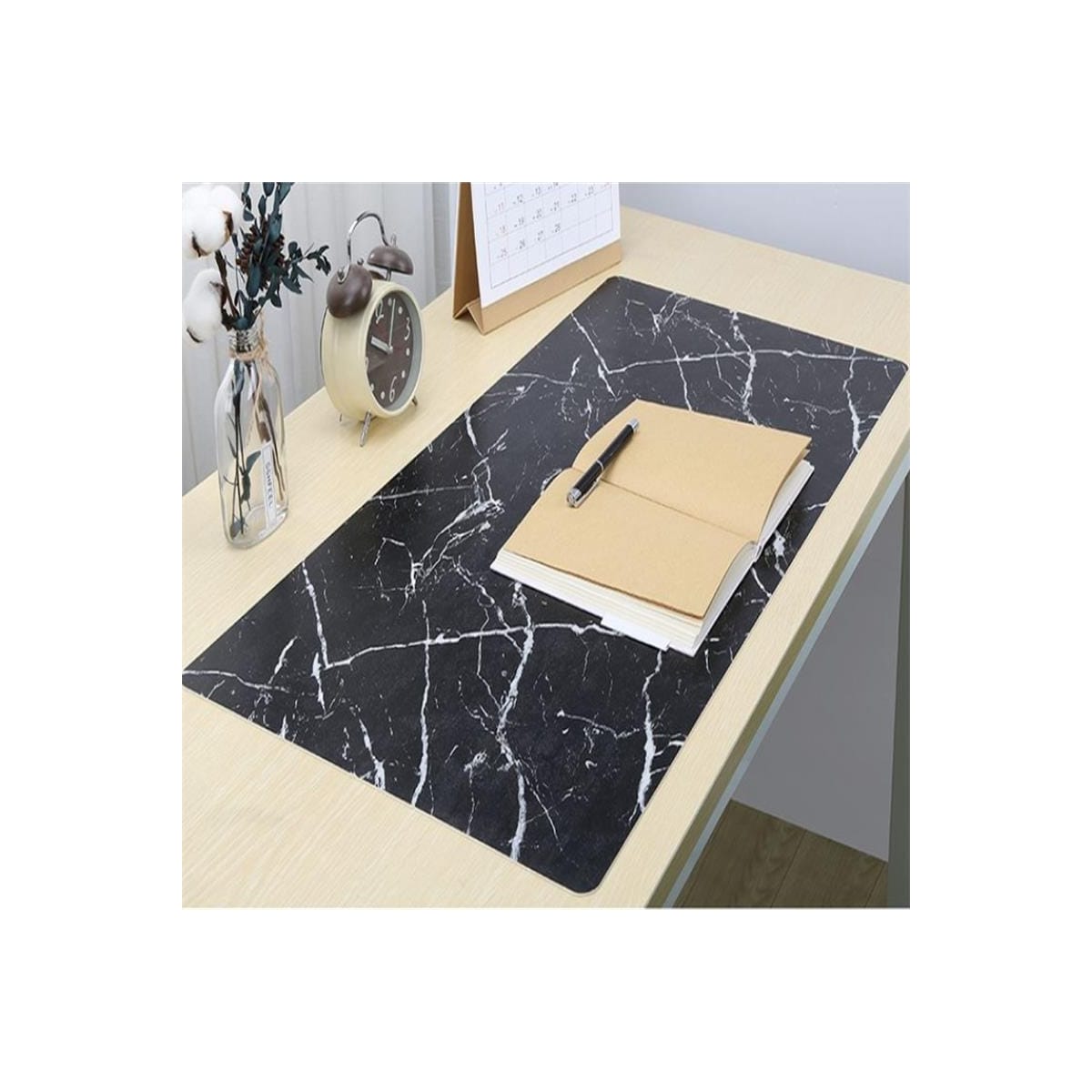 Skrivebordsbakgrunn 89x44 cm PU-skinn Sort / Marmor