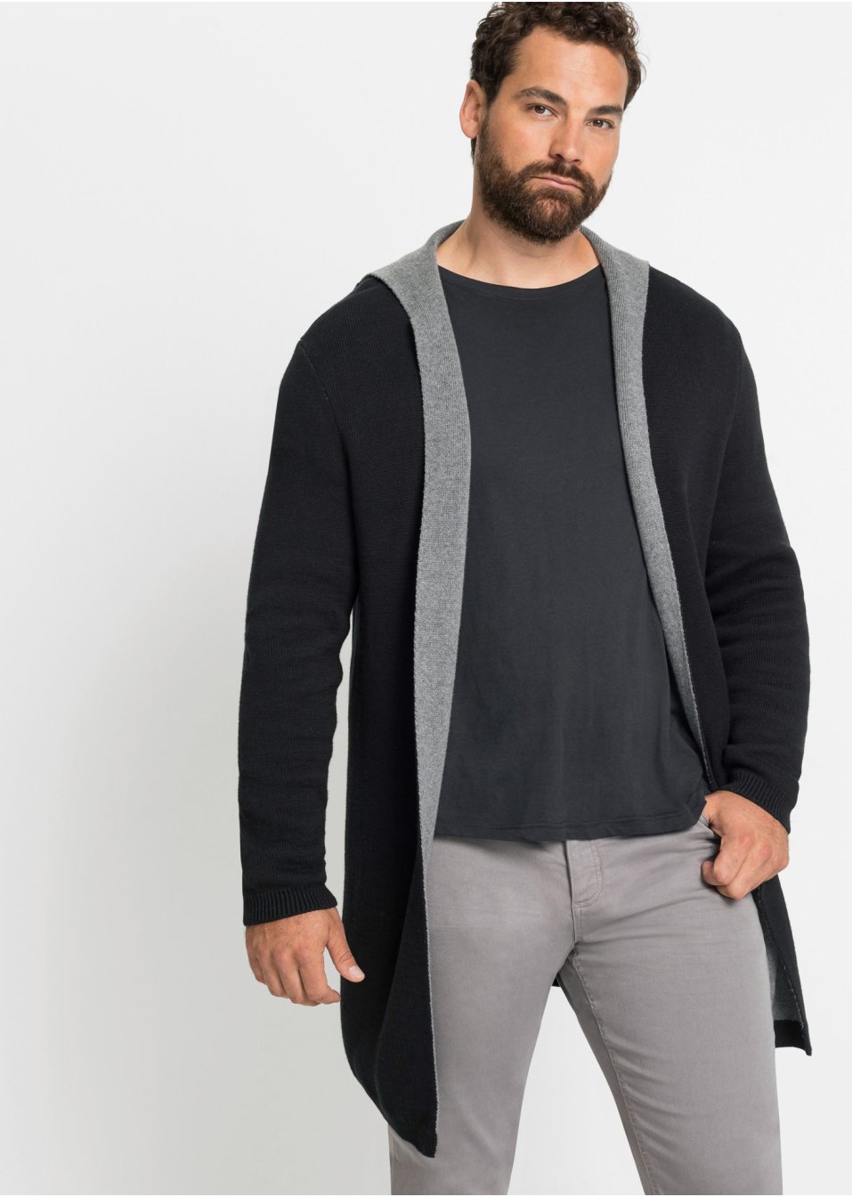 Gilet en maille à capuche