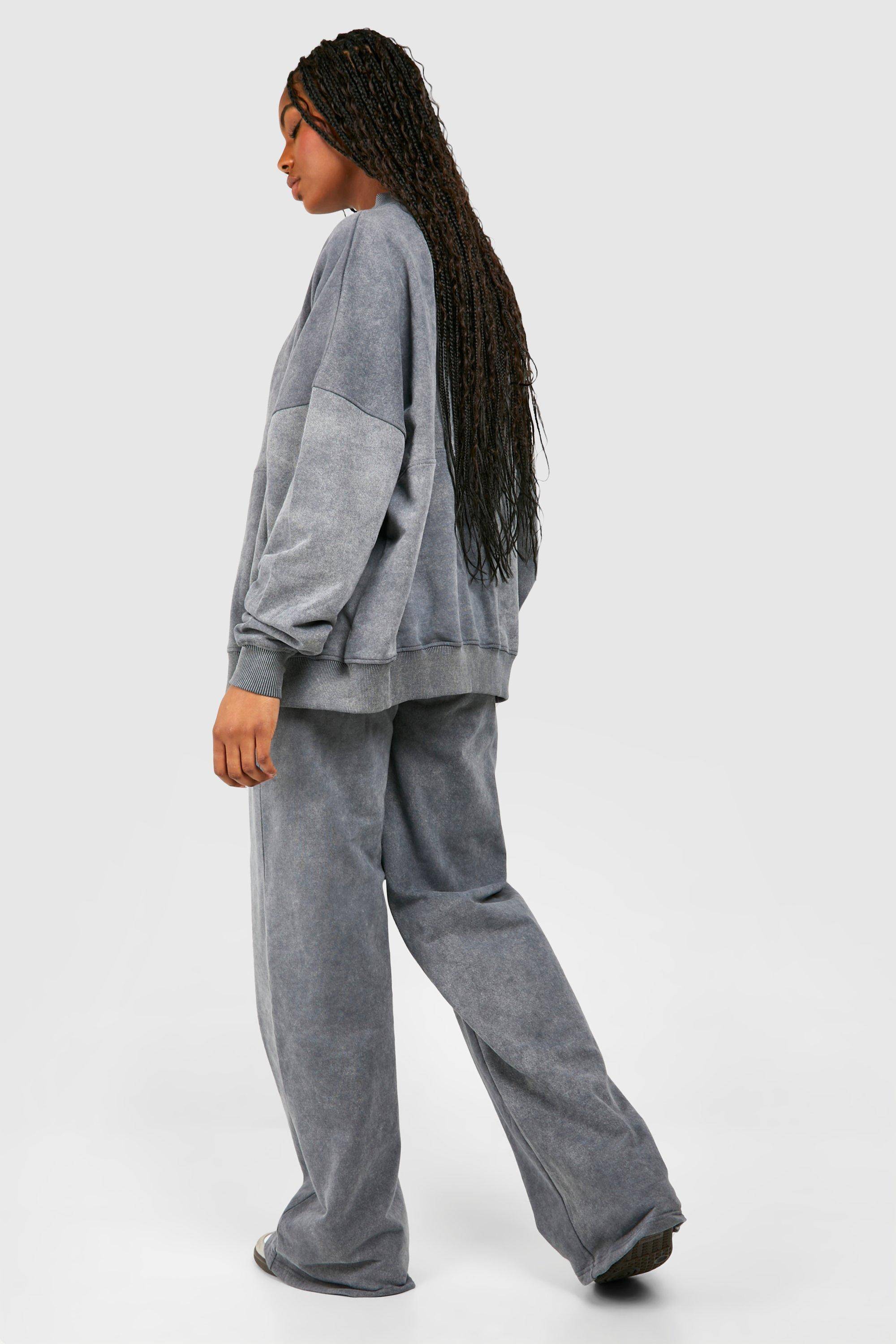 boohoo Tall Acid Wash Bomber Tracksuit
