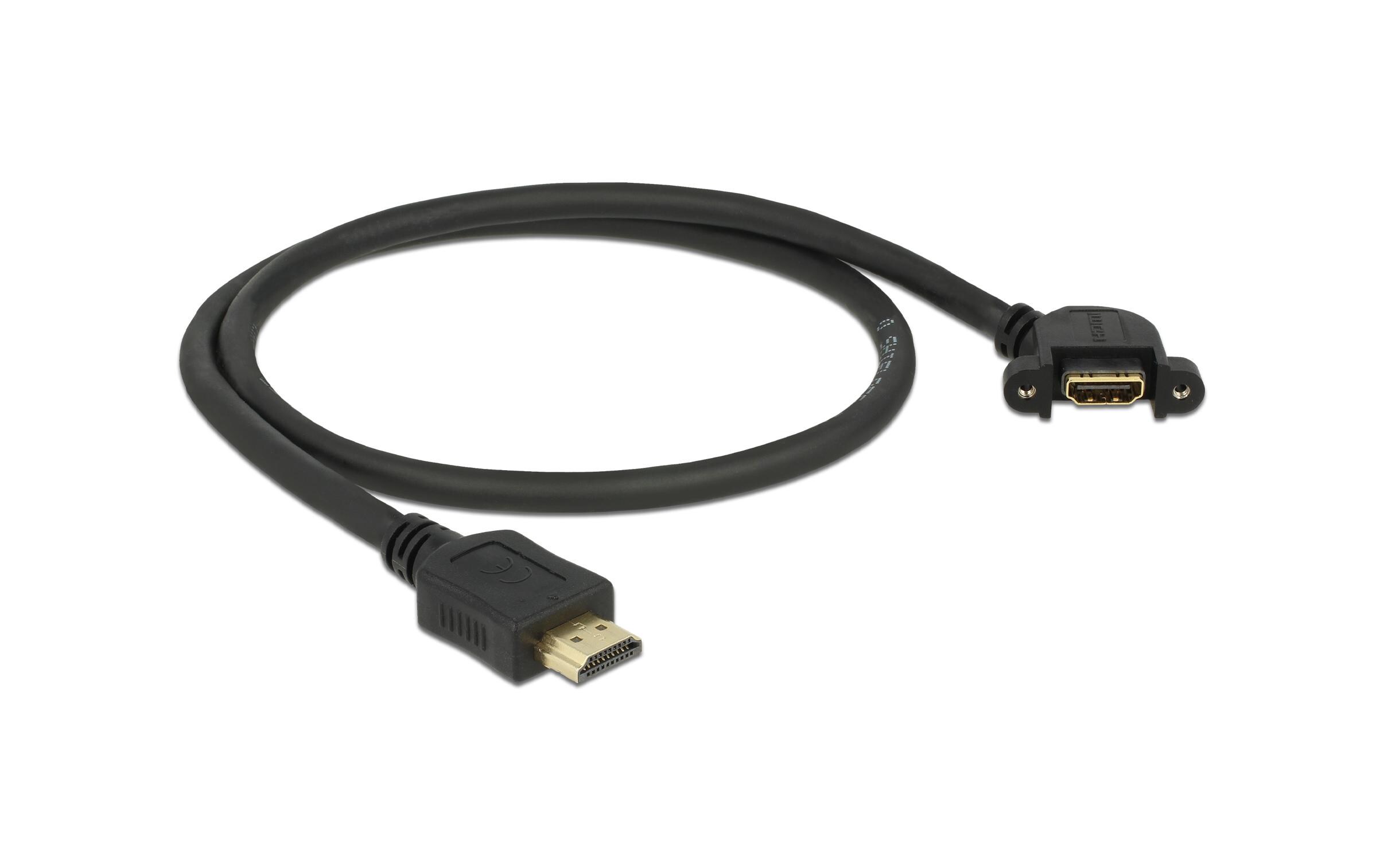 Verlängerungskabel zum Einbau, 4K 30Hz HDMI - HDMI, 0.5 mDelock Kabel HDMI-A Stecker > HDMI-A Buchse zum Einbau 110° gewinkelt 4K 30 Hz 0.5 m
