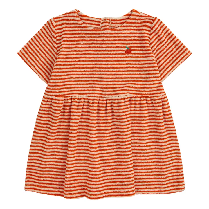 Bobo Choses Robe Coton Bio Eponge Rayée | Orange