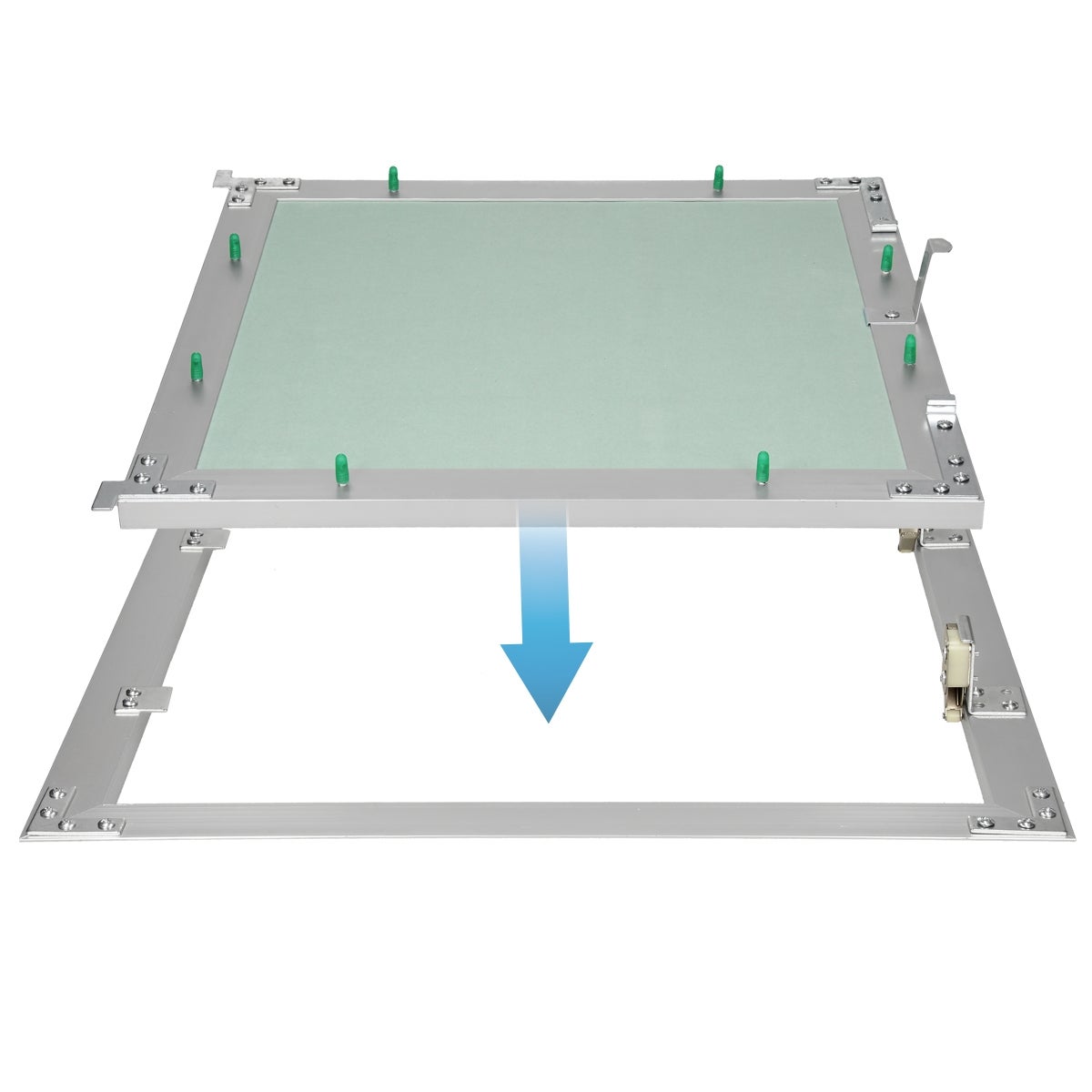 ECD Duitsland Toegangspaneel/Toegangsdeur met gipsplaatinzetstuk 500x500mm, 12,5mm gipsplaat, Aluminium frame, Toegangsdeur/Onderhoudsluik/Reinigingsluik/Onderhoudsopening, Geschikt voor vochtige ruimtes, Gipsplaatconstructie