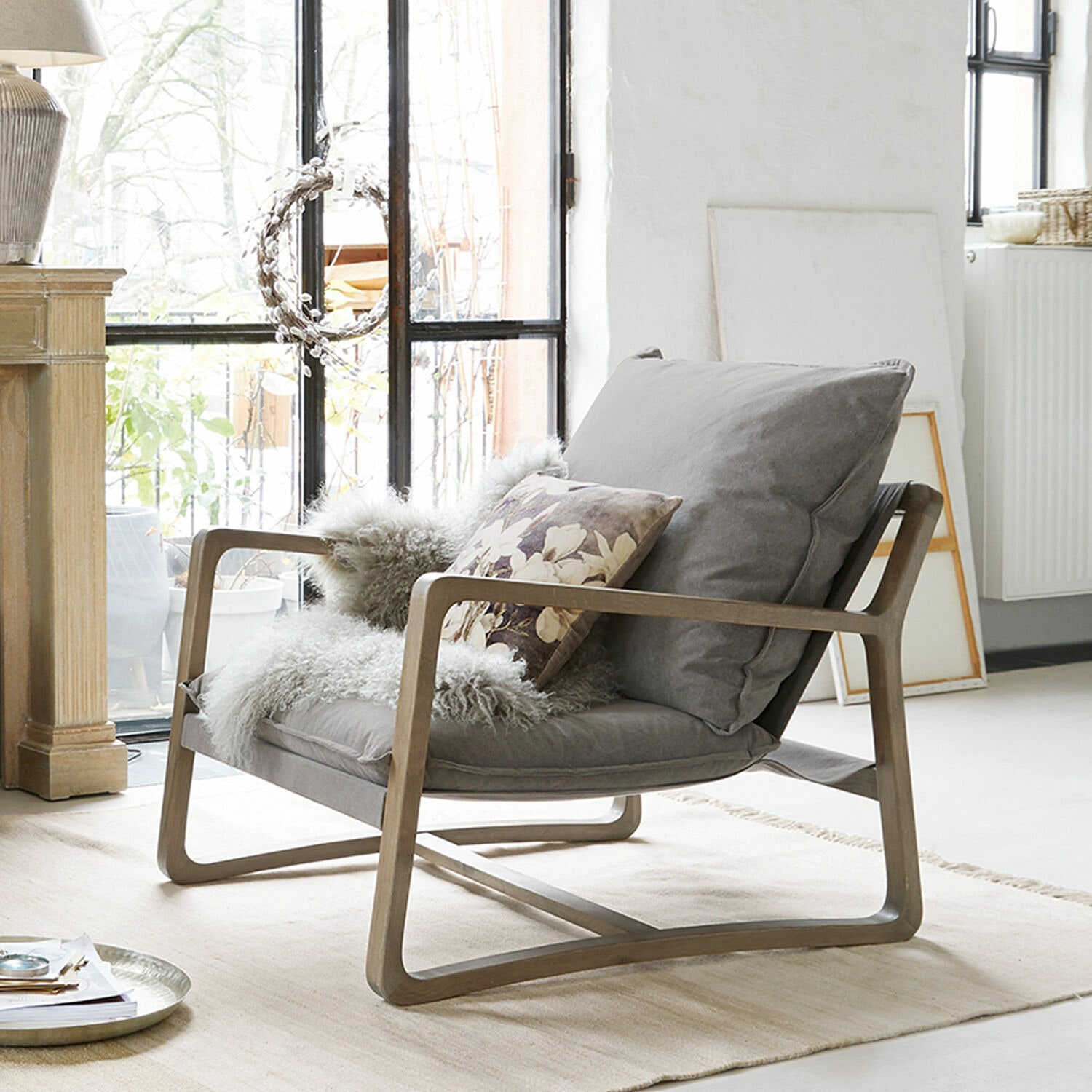 Sessel Jowna grau/braun