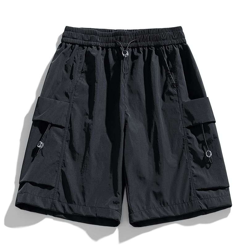 Derbundy - Mid Rise Plain Cargo Shorts