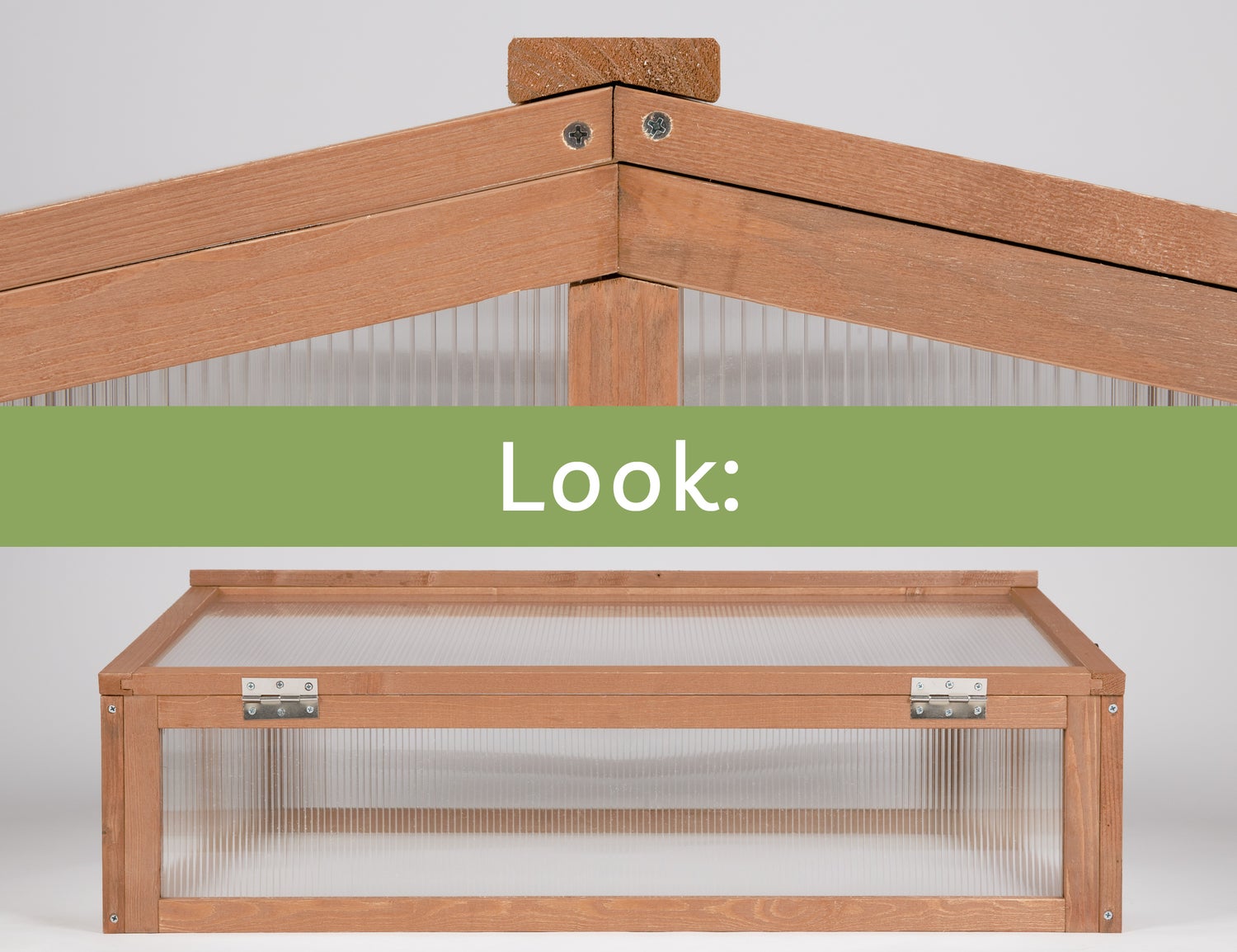 needs&wants® Kleine houten kweekbak, kweekbak met deksel, weerbestendige kas met deksel voor tuin, balkon, buitengebruik, polycarbonaat, bruin