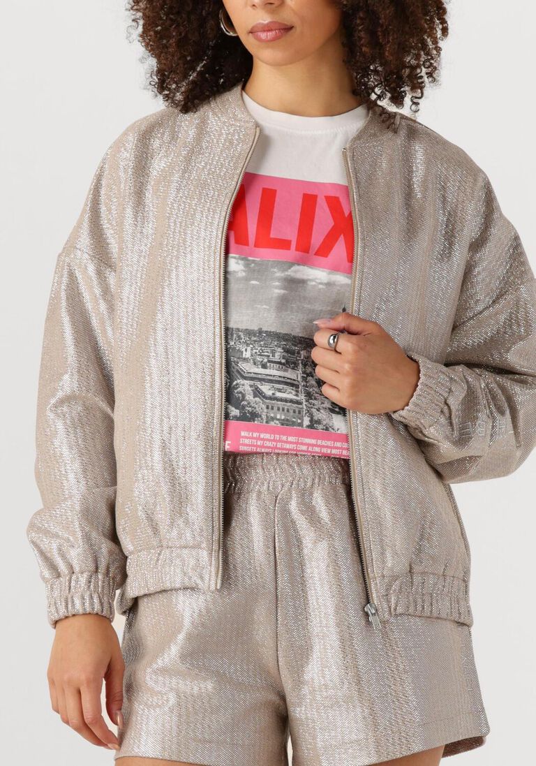 zilveren alix the label jack ladies woven foil jacket