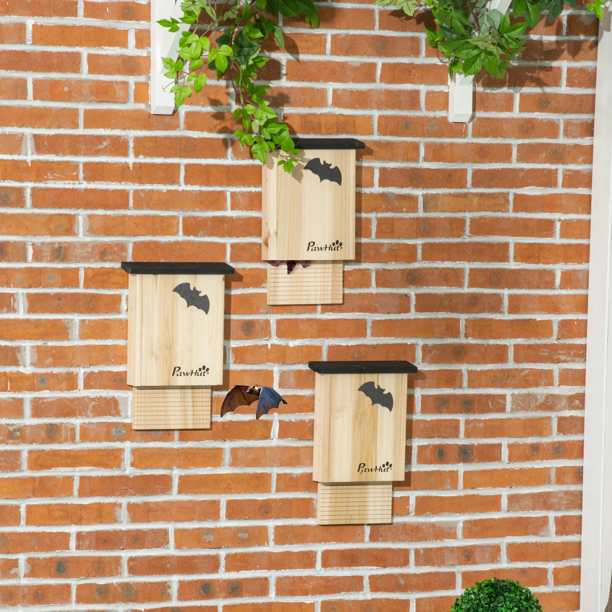 PawHut Fledermaushaus-Set für 2-3 Fledermäuse natur 25L x 6B x 37,5H cm