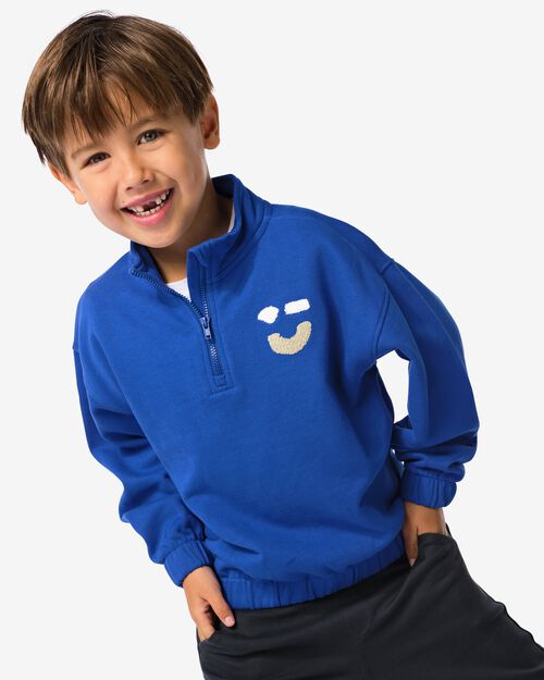 pull enfant zippé bleu