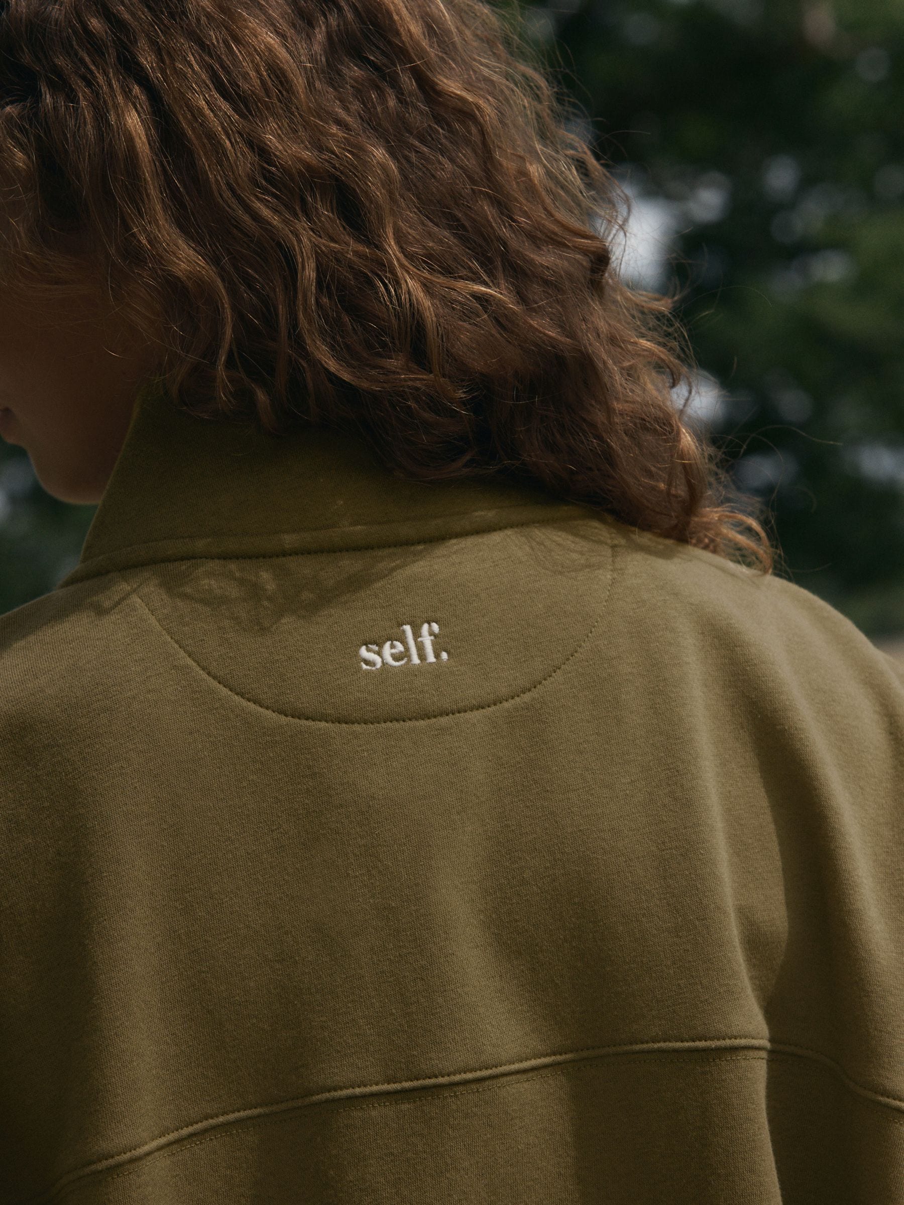 Olijfgroen - Sweatshirt met korte rits