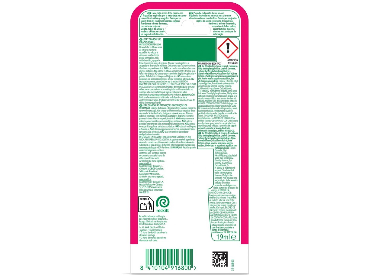 AMBIENTADOR AIRWICK ELETR RECARG F. CEREJEIRA 19ML