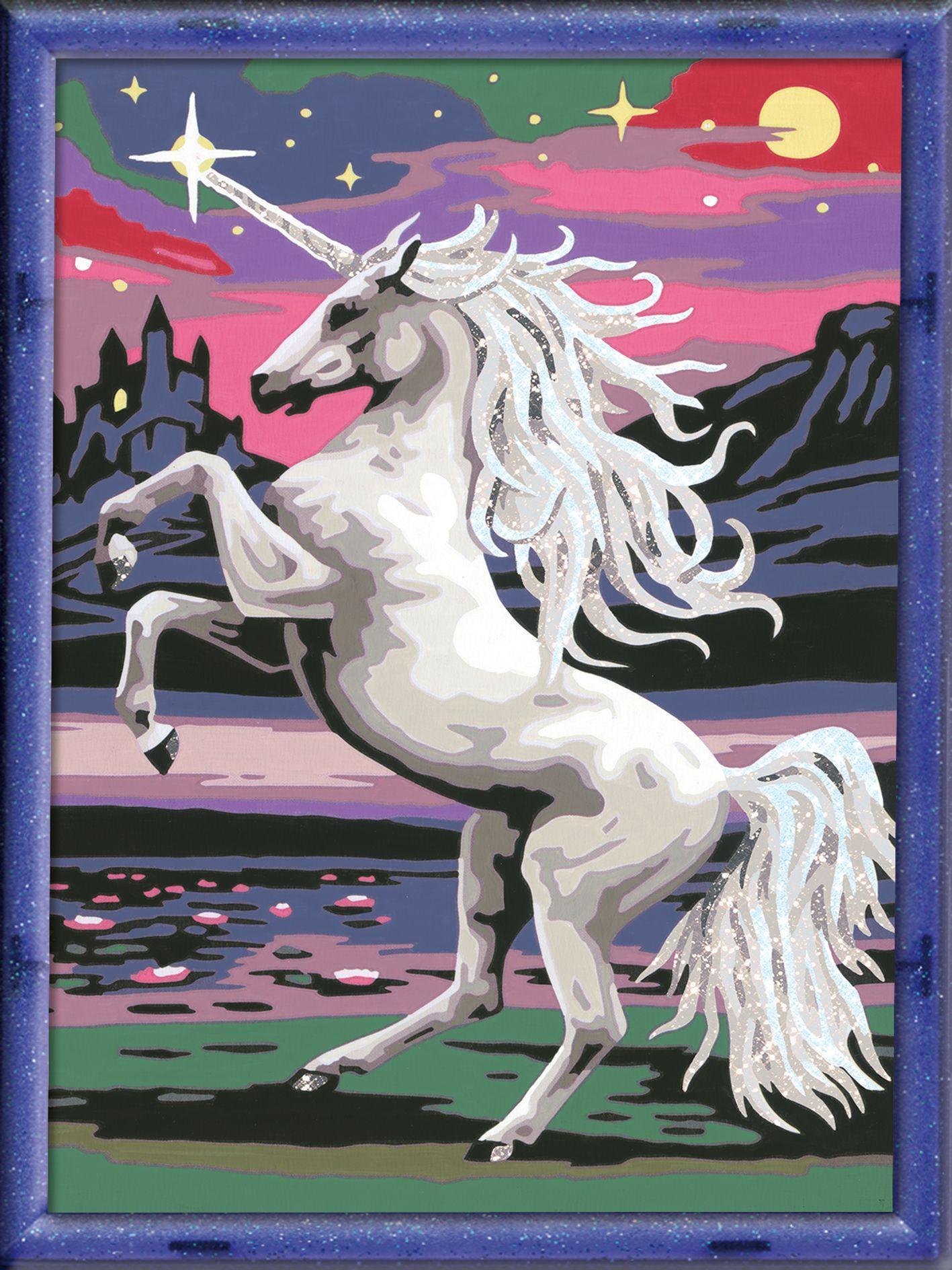 Malen nach Zahlen: Romantic – Magisches Einhorn mit Glitzer