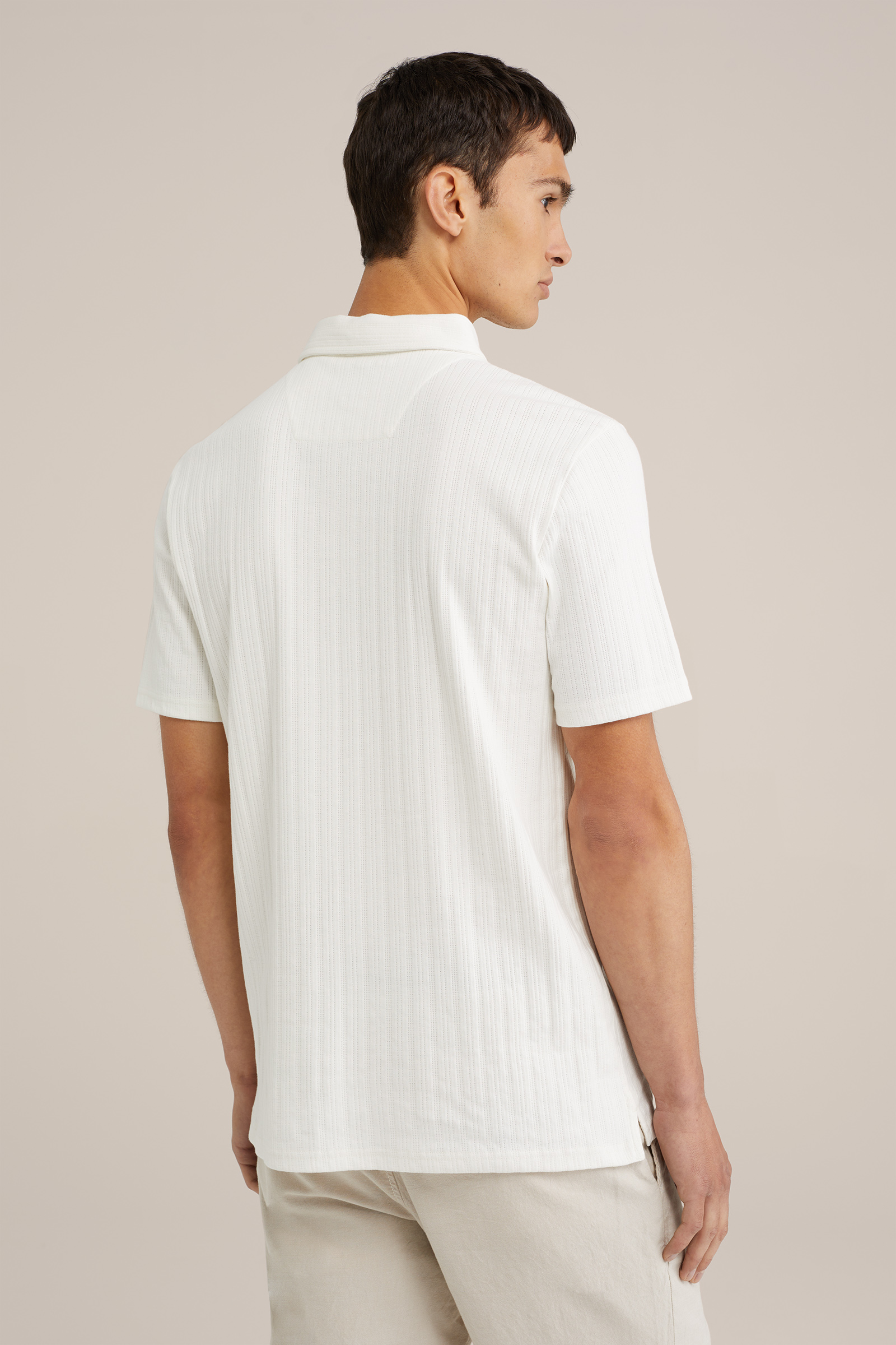 polo met structuur WE Fashion Gebroken wit